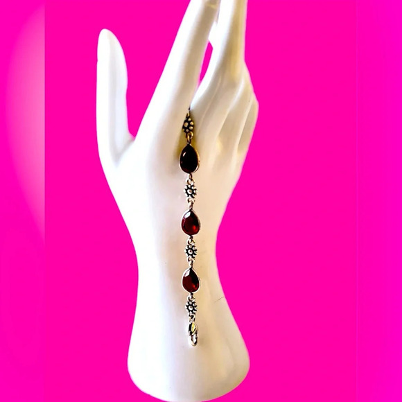 Brighton Silver Plated pink-red Glass Teardrop Charm Necklace / Bracelet Set. - Picture 7 of 11